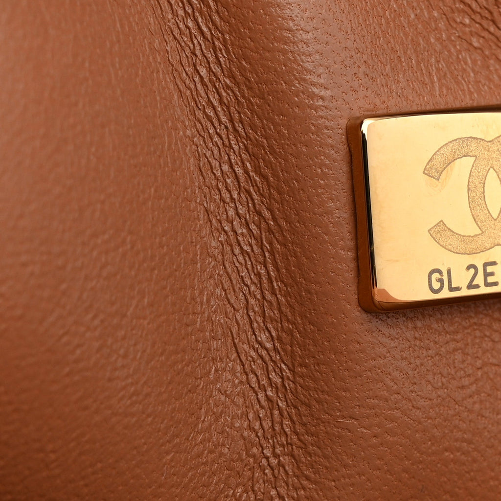 Lambskin Quilted Medium Double Flap Brown wholesalehk.shop
