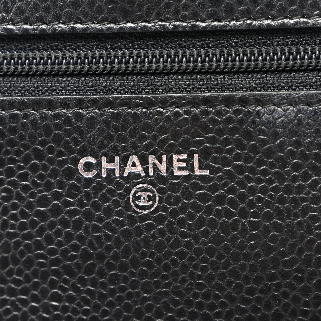 Caviar Quilted Wallet on Chain WOC Black wholesalehk.shop