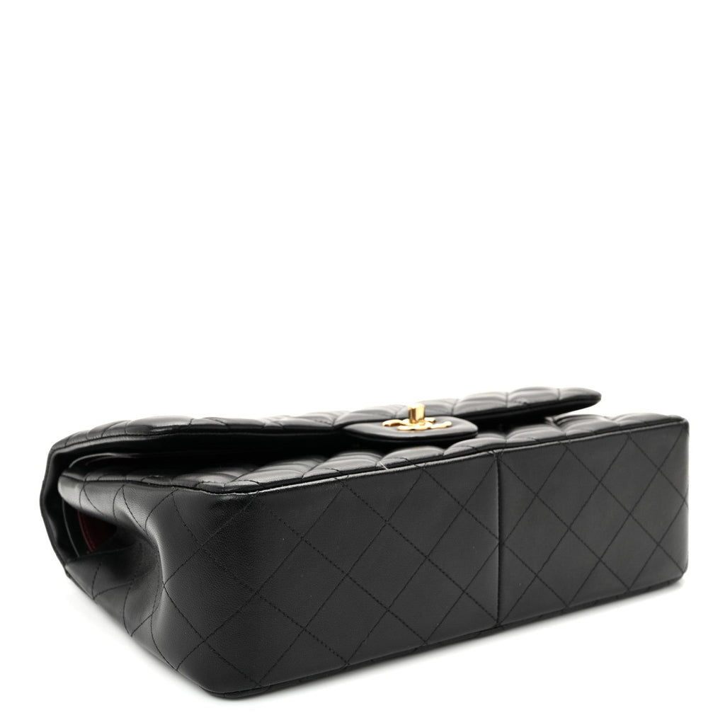 Lambskin Quilted Jumbo Double Flap Black wholesalehk.shop