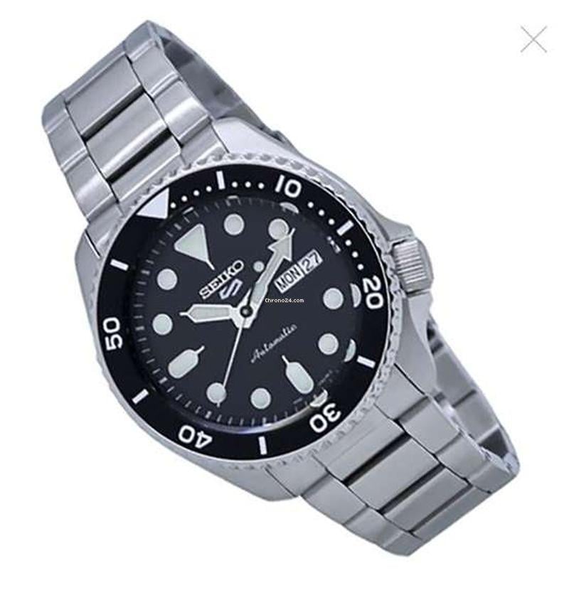 Seiko 5 Sports Automatic Day Date Black Dial Silver Steel Strap Watch for Men - SRPD55K1 wholesalehk.shop