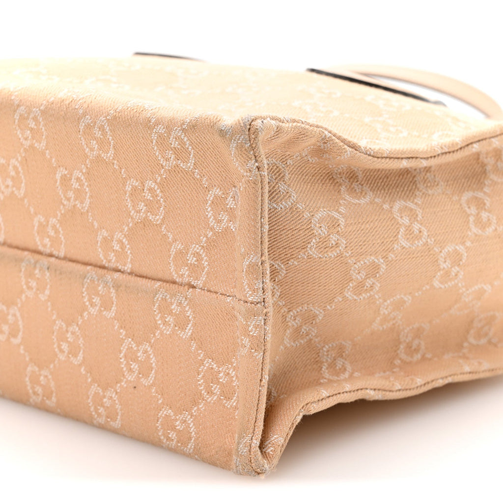 Denim Ophidia GG Monogram Tote Medium Light Beige wholesalehk.shop