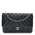 Patent Quilted Jumbo Double Flap Black wholesalehk.shop