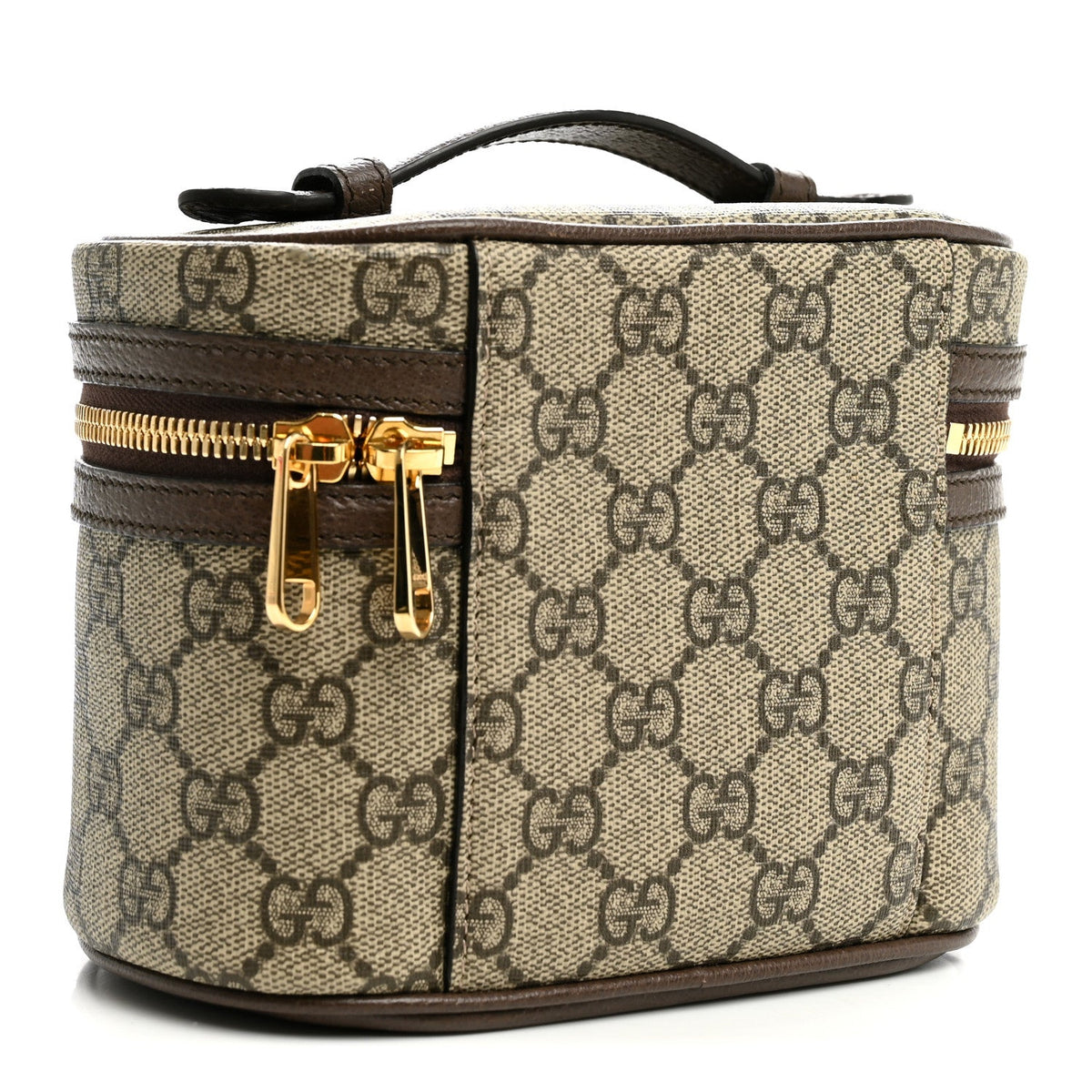 GG Supreme Monogram Textured Calfskin Web Ophidia Vanity Cosmetic Case Beige Ebony New Acero wholesalehk.shop