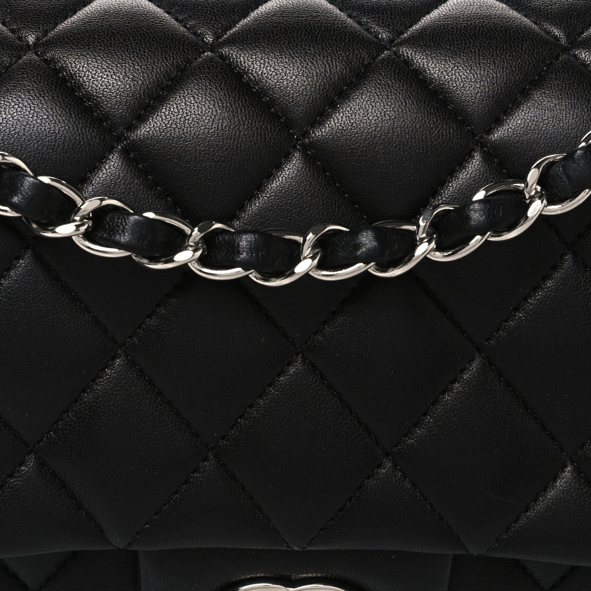 Lambskin Quilted Medium Double Flap Black wholesalehk.shop