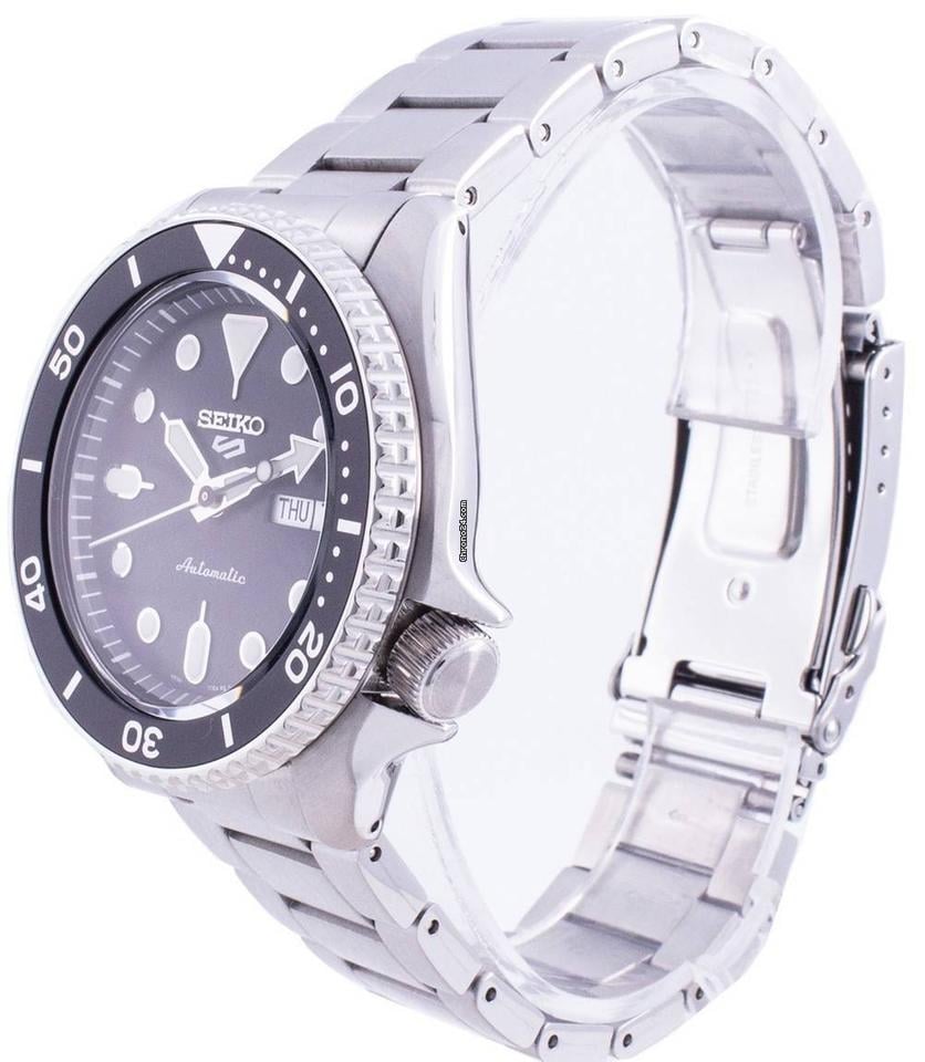 Seiko 5 Sports Automatic Day Date Black Dial Silver Steel Strap Watch for Men - SRPD55K1 wholesalehk.shop