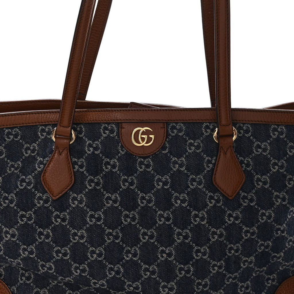 New Denim GG Monogram Medium Ophidia Shopping Tote Blue Tea Cuir wholesalehk.shop