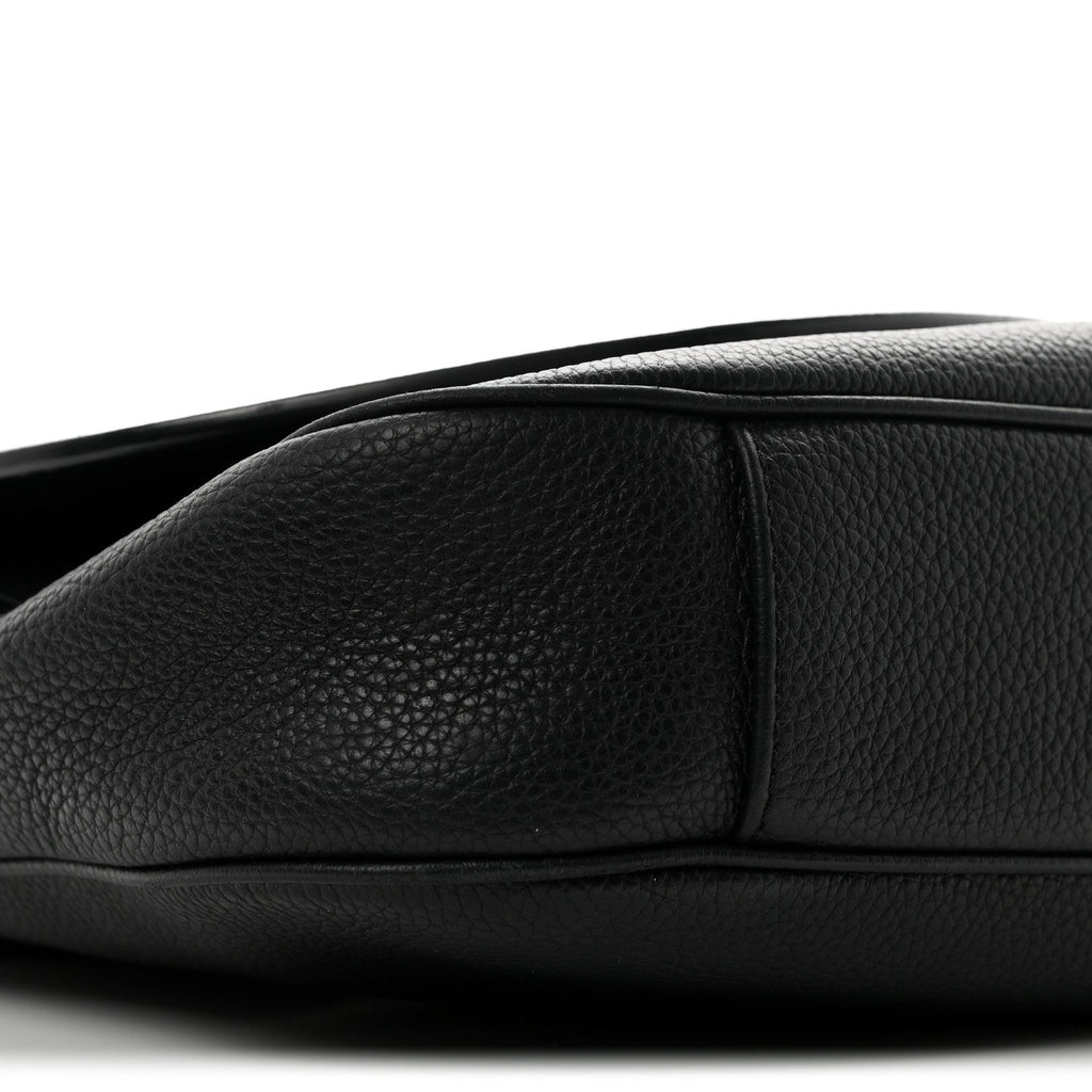 Grained Calfskin Saddle Messenger Bag Black wholesalehk.shop