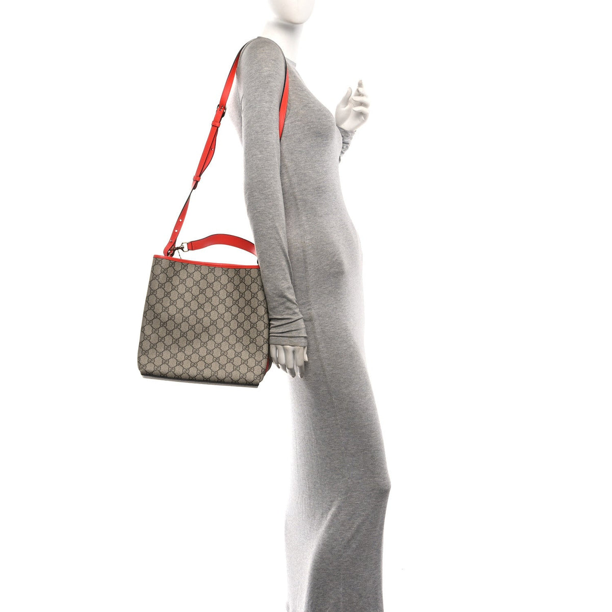 GG Supreme Monogram Medium Emblem Bucket Bag Beige Orange wholesalehk.shop