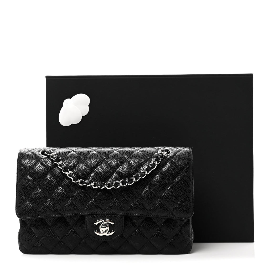 Caviar Quilted Medium Double Flap Black wholesalehk.shop