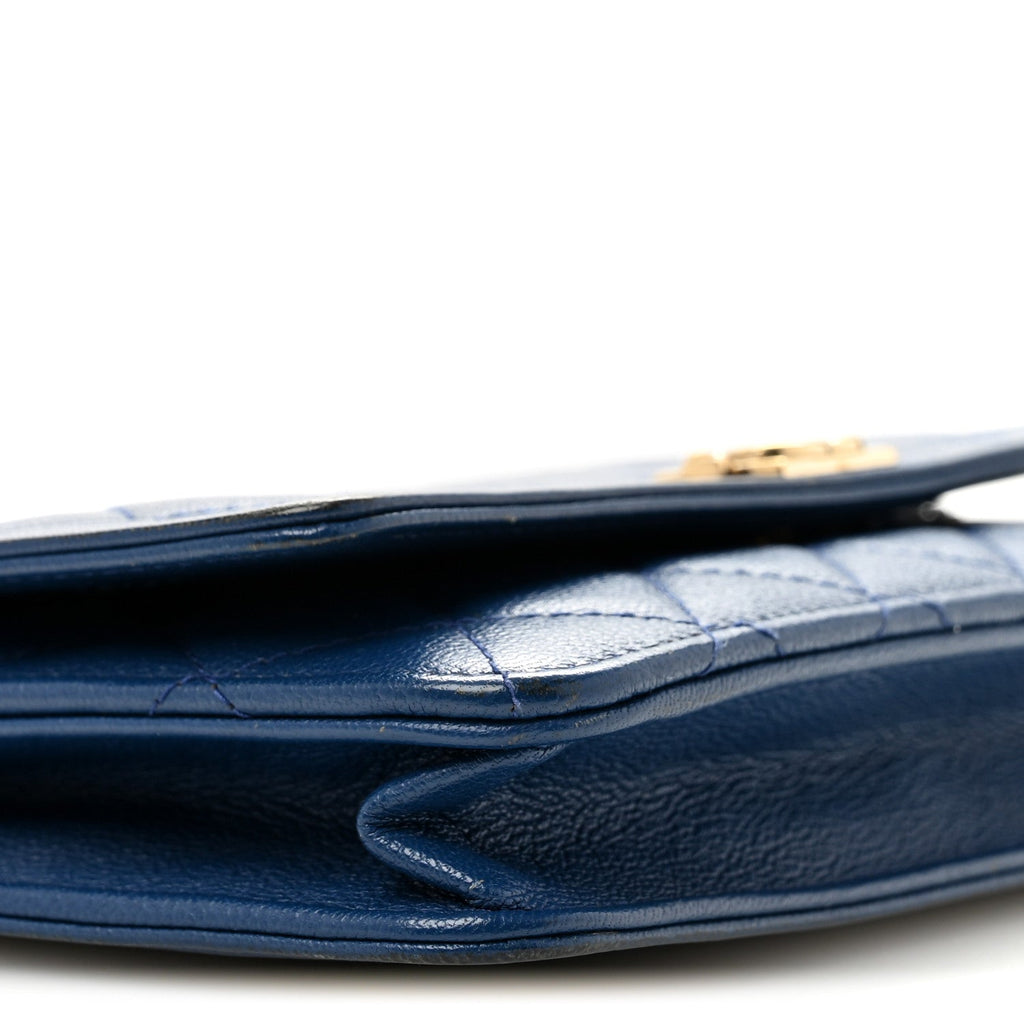 Caviar Quilted Boy Wallet On Chain WOC Dark Blue wholesalehk.shop