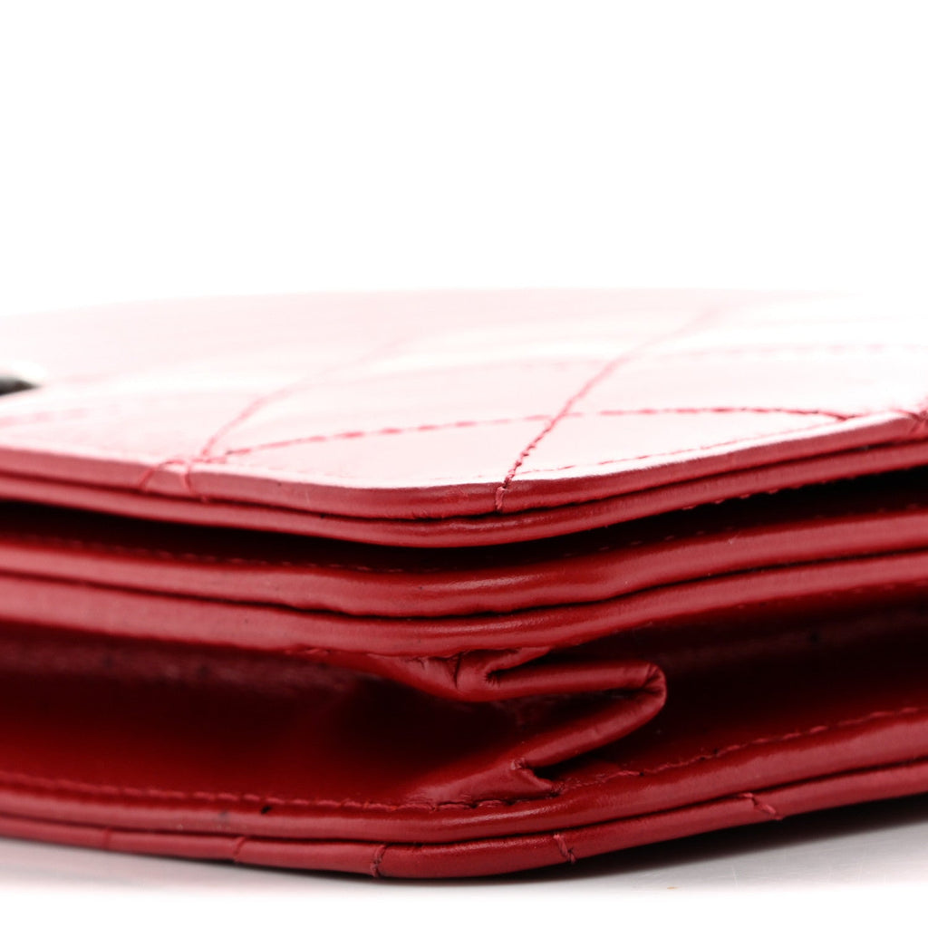 Glazed Calfskin Quilted Coco Boy Wallet On Chain WOC Red wholesalehk.shop