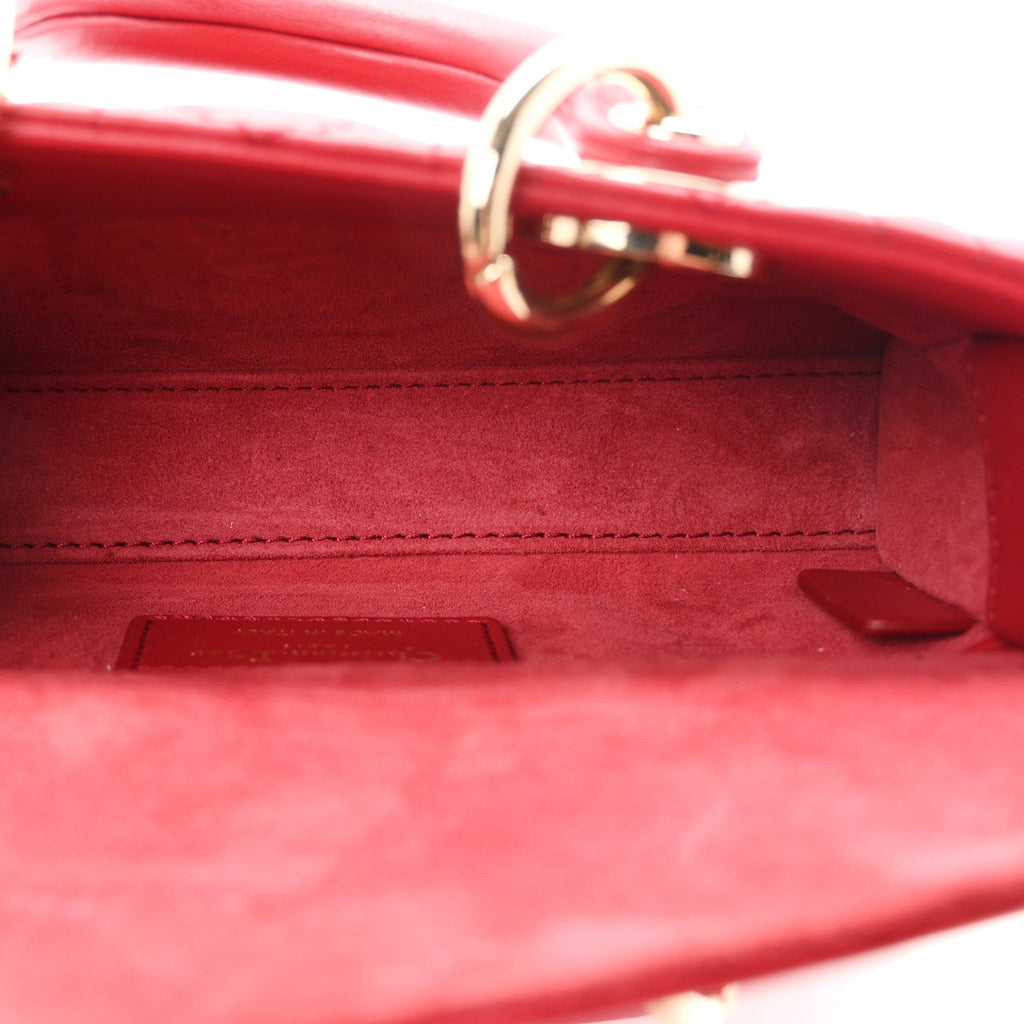Lambskin Cannage Dioramour Micro Lady D-Joy Red wholesalehk.shop
