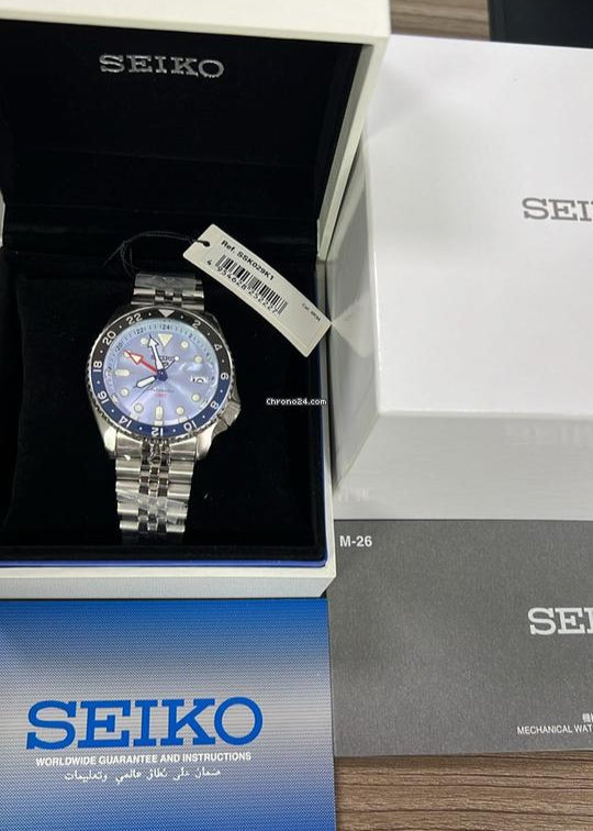 Seiko 5 Sports Automatic GMT SKX Sports Style Asia Exclusive Limited Edition Ice Blue Dial Silver Steel Strap Watch For Men - SSK029K1 wholesalehk.shop