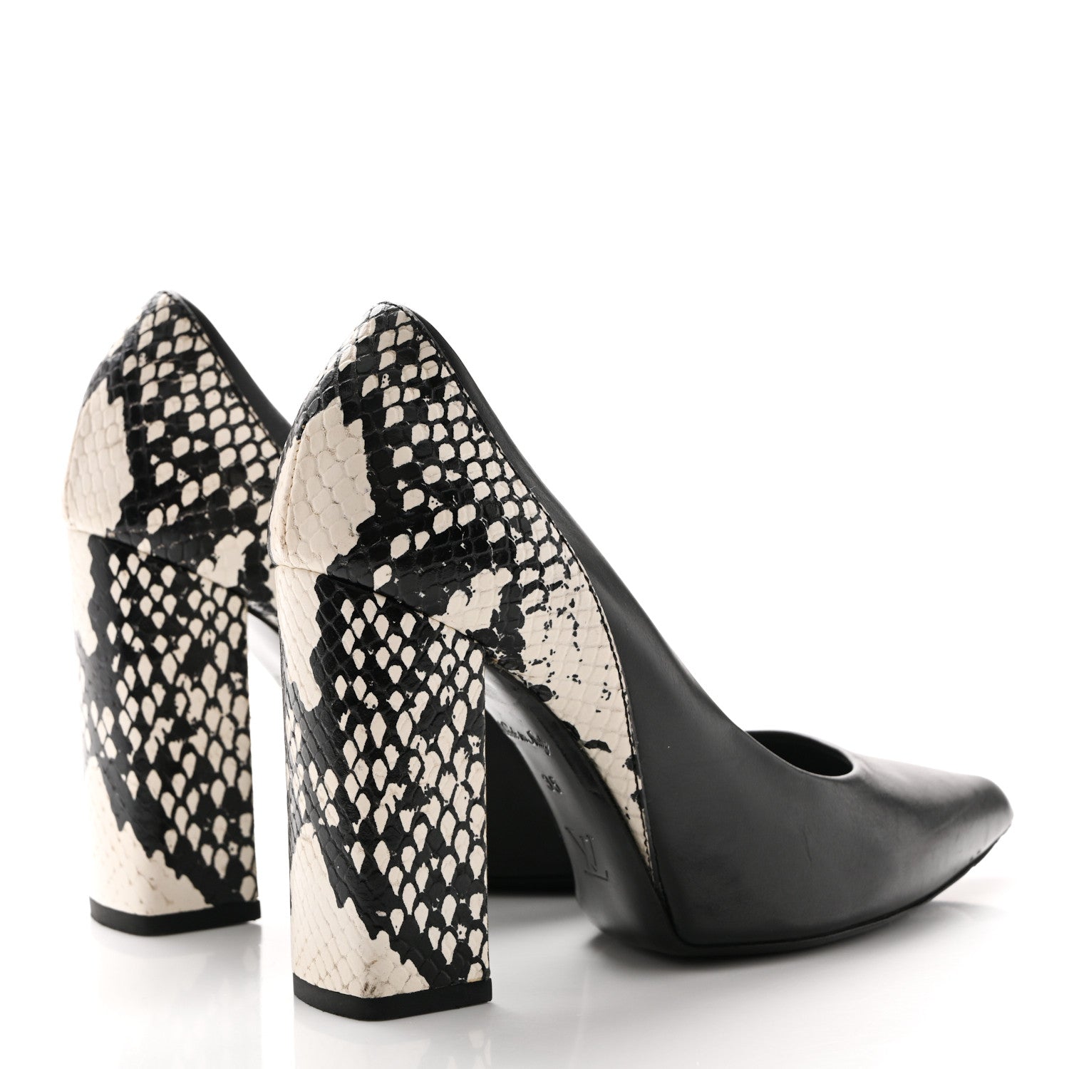 Calfskin Snakeskin Embossed Matchmake Pumps 35 Black White £¨ Direct shipment via from wholesalehk.shop