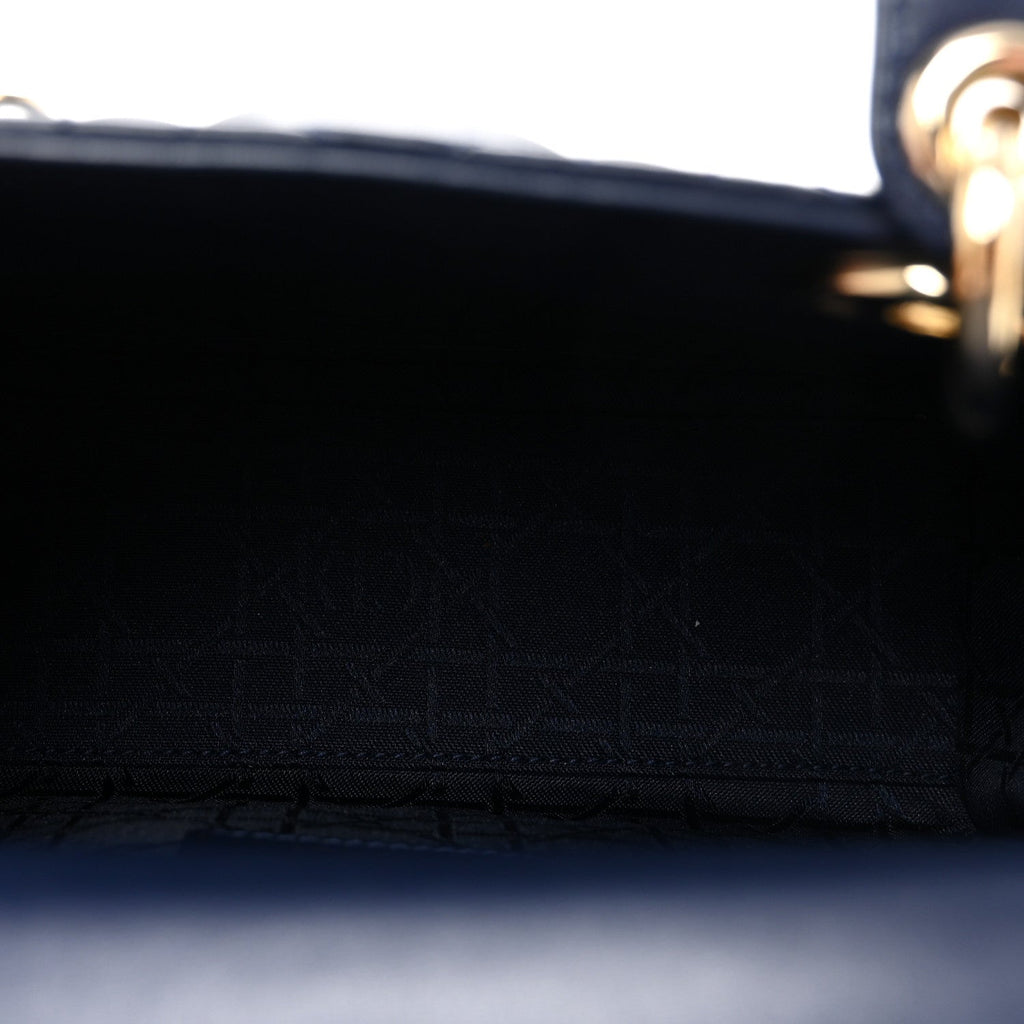 Lambskin Cannage Small Lucky Badges My Lady Dior Navy wholesalehk.shop