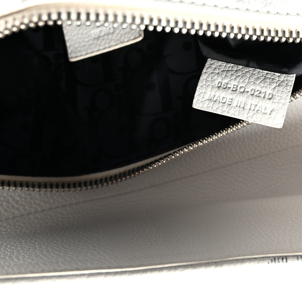 X Daniel Arsham Grained Calfskin Newspaper Print Saddle Bag White wholesalehk.shop