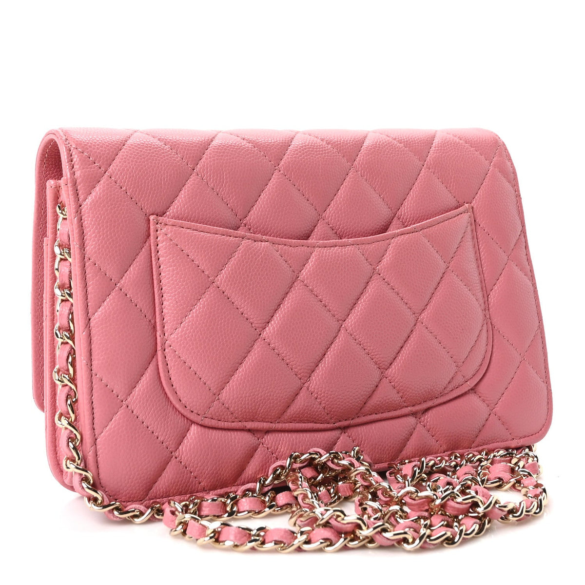 Caviar Quilted Wallet on Chain WOC Light Pink wholesalehk.shop