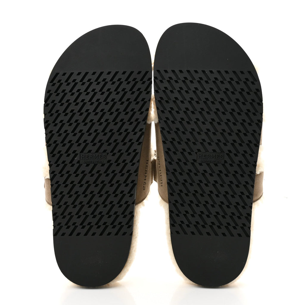 Suede Goatskin Woolskin Womens Chypre Sandals 39 Etoupe Ecru wholesalehk.shop