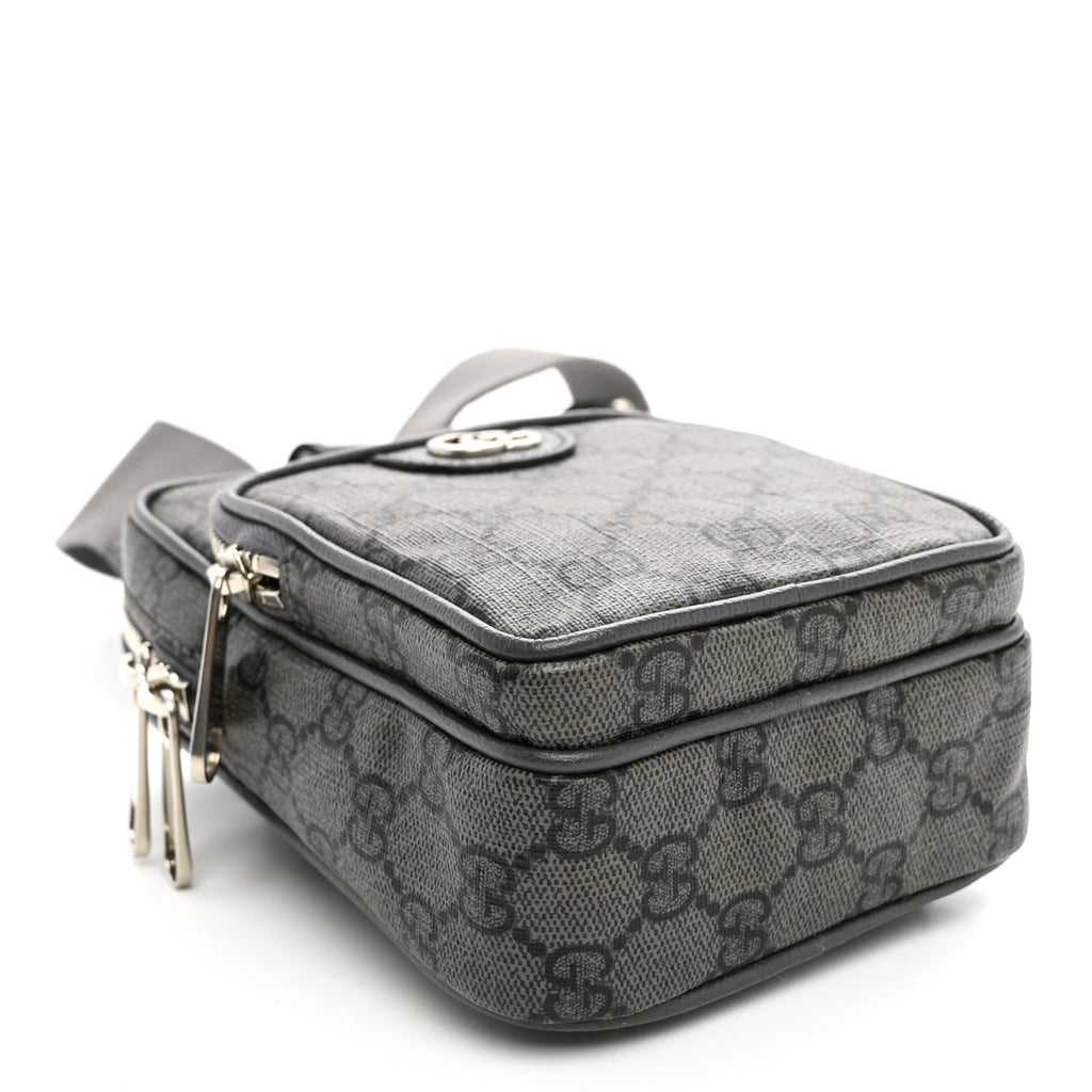 GG Supreme Monogram Textured Dollar Calfskin Mini Ophidia Messenger Grey Black Graphite Grey wholesalehk.shop