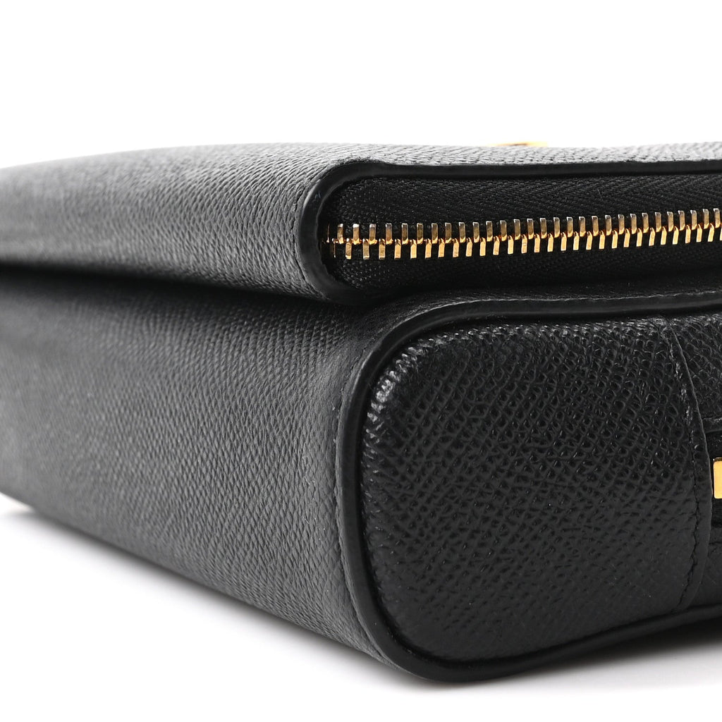 Grained Calfskin Caro Double Pouch Black wholesalehk.shop