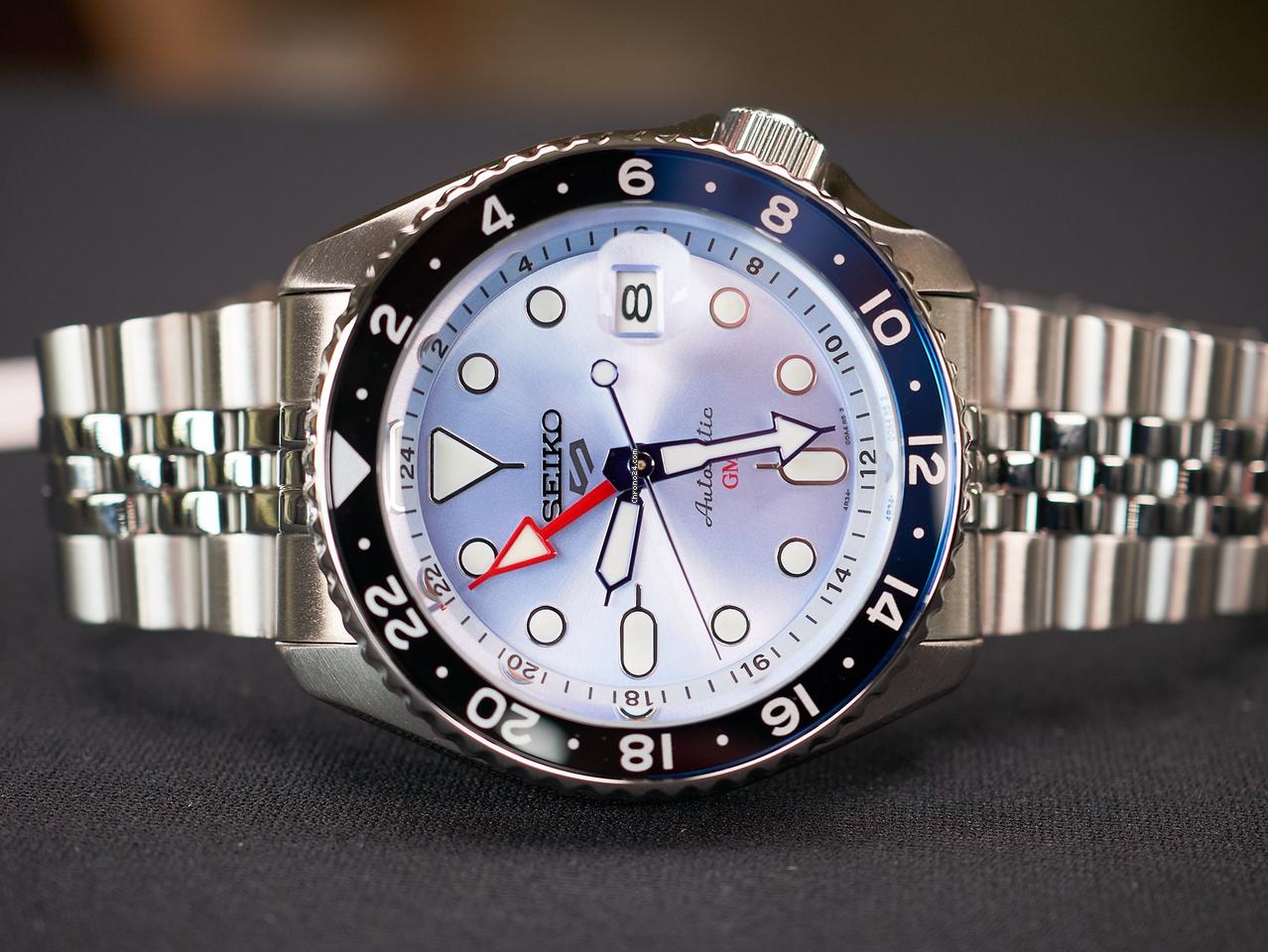 Seiko 5 Sports Automatic GMT SKX Sports Style Asia Exclusive Limited Edition Ice Blue Dial Silver Steel Strap Watch For Men - SSK029K1 wholesalehk.shop