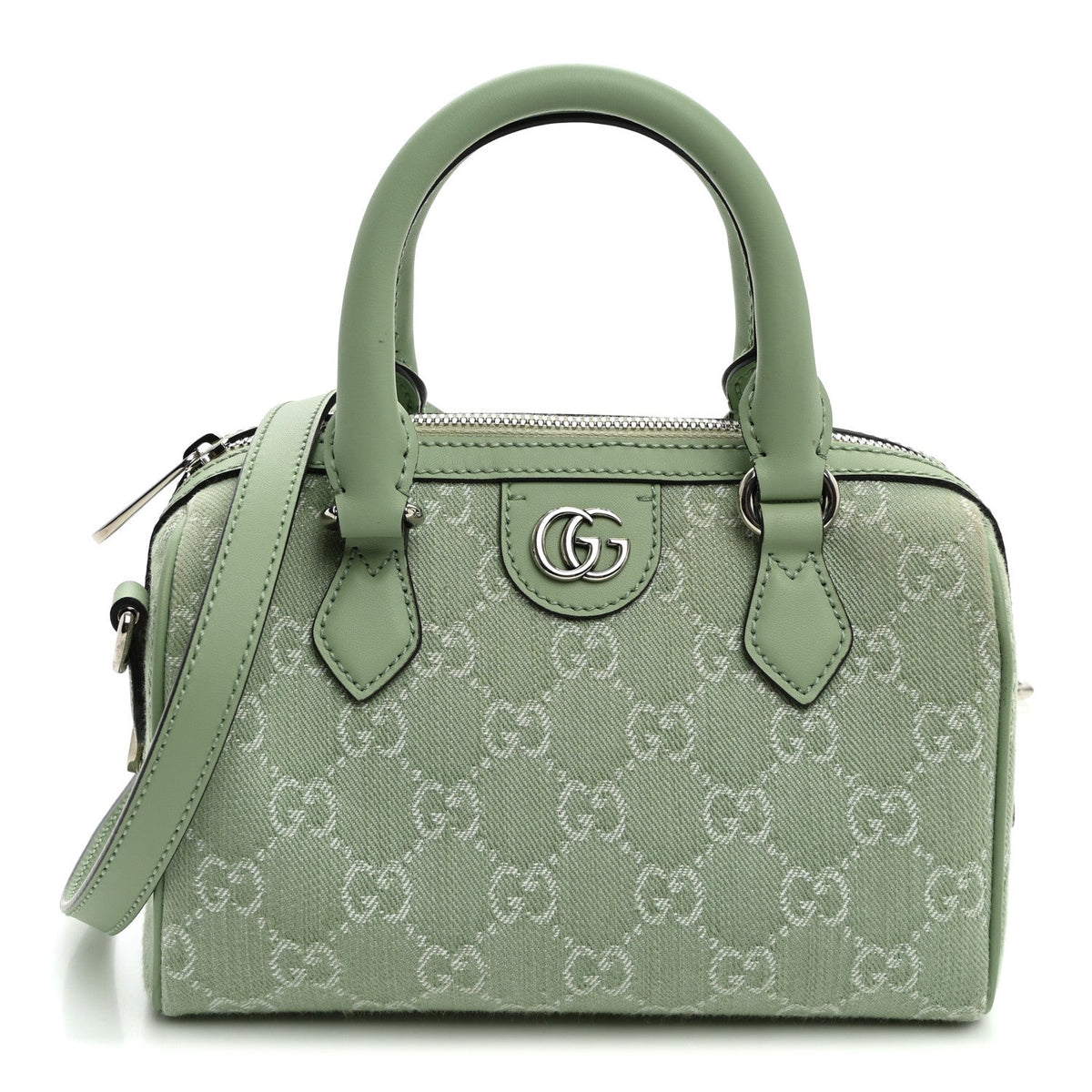 Denim GG Monogram Calfskin Mini Ophidia Top Handle Bag Pale Green wholesalehk.shop