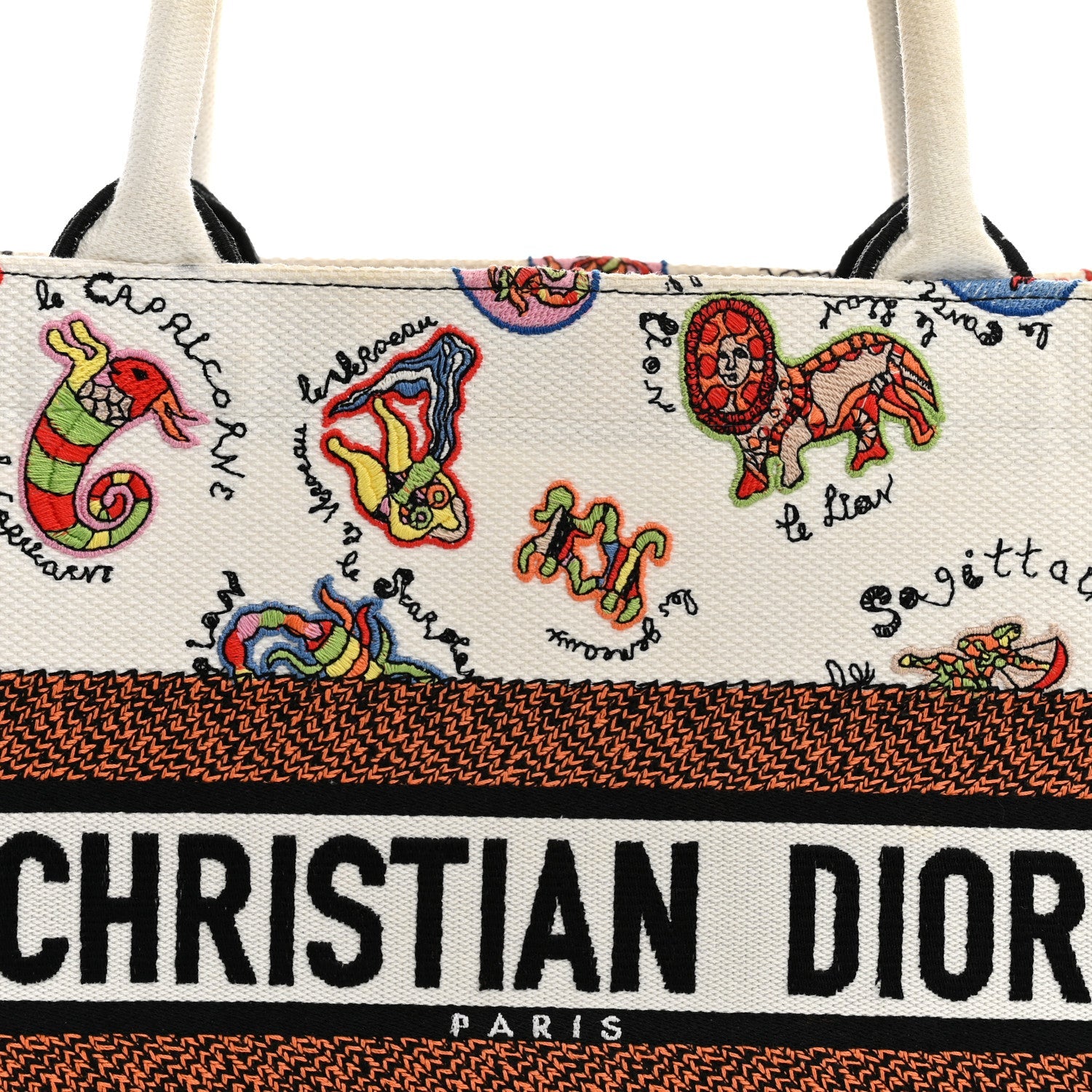 Canvas Embroidered Dragon Zodiac Medium Book Tote White Multicolor £¨ Direct shipment via from wholesalehk.shop