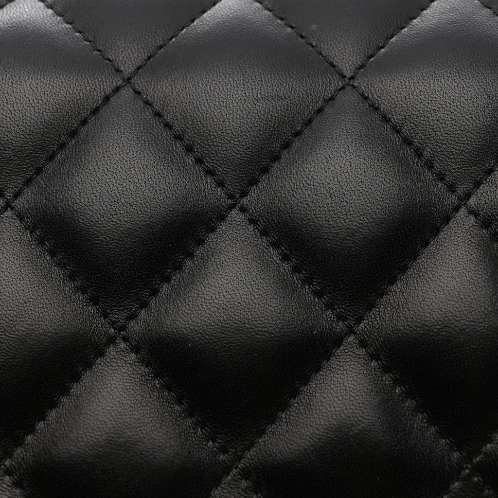 Lambskin Quilted Jumbo Double Flap Black wholesalehk.shop
