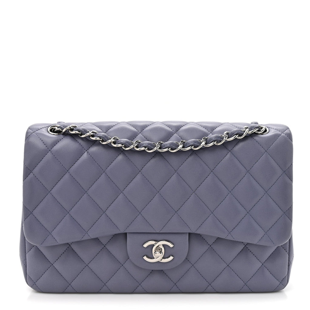 Lambskin Quilted Jumbo Double Flap Light Purple wholesalehk.shop