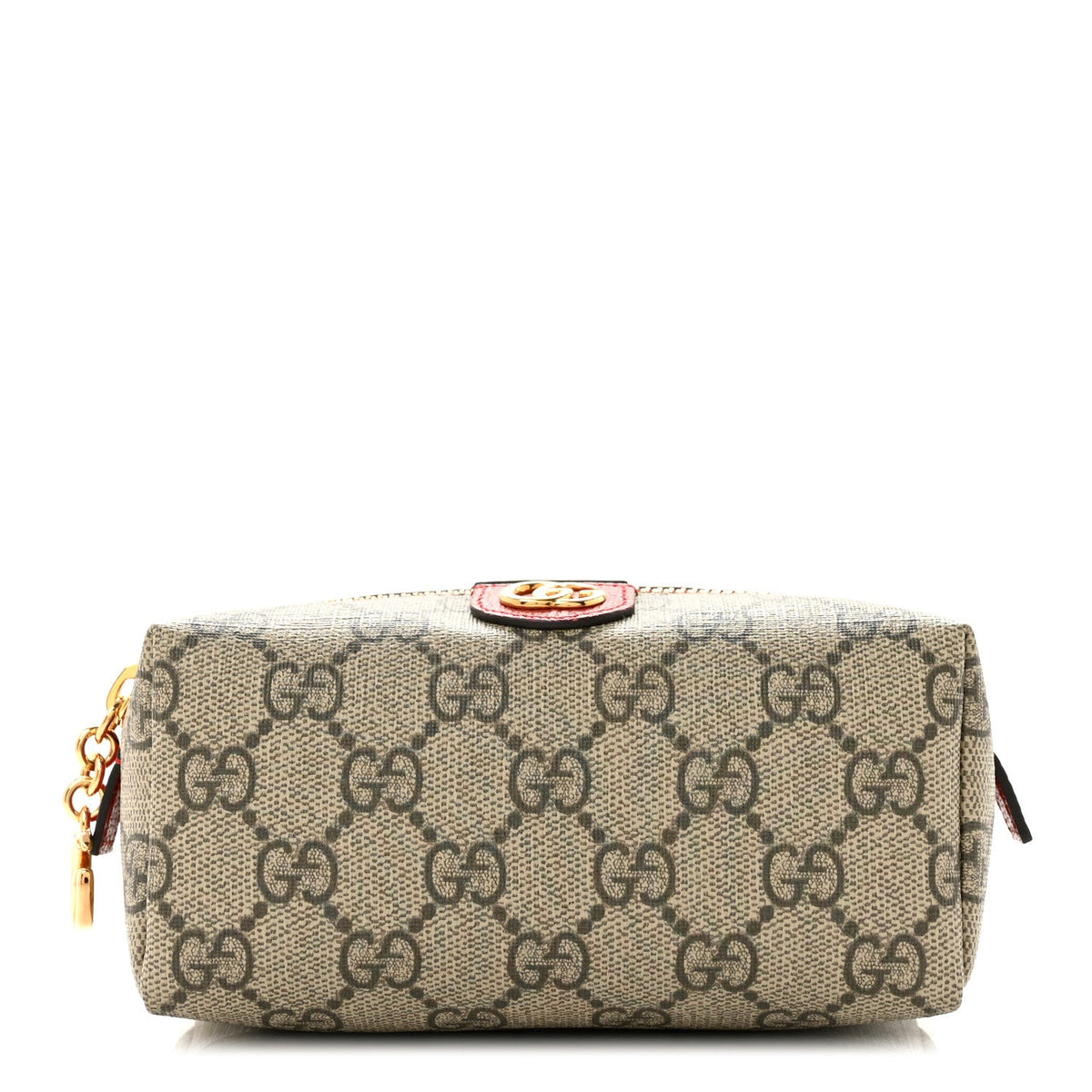 Soft GG Supreme Monogram Calfskin Small Ophidia Cosmetic Case Beige Ebony Hibiscus Red wholesalehk.shop