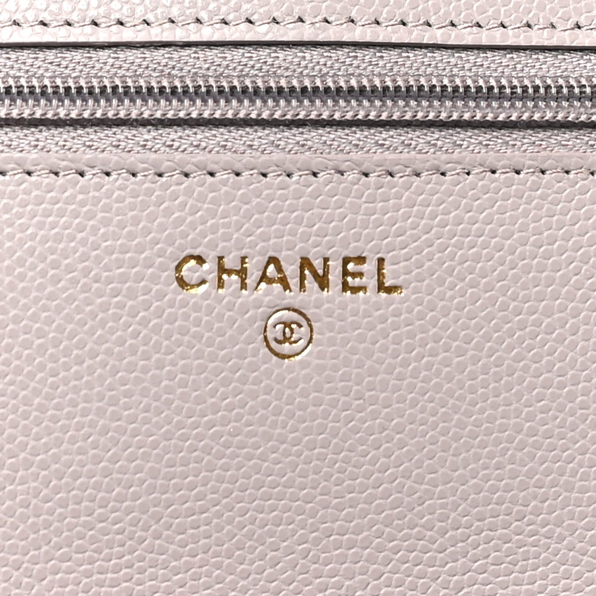Grained Calfskin Quilted Strass CC Wallet On Chain WOC Dark Grey wholesalehk.shop