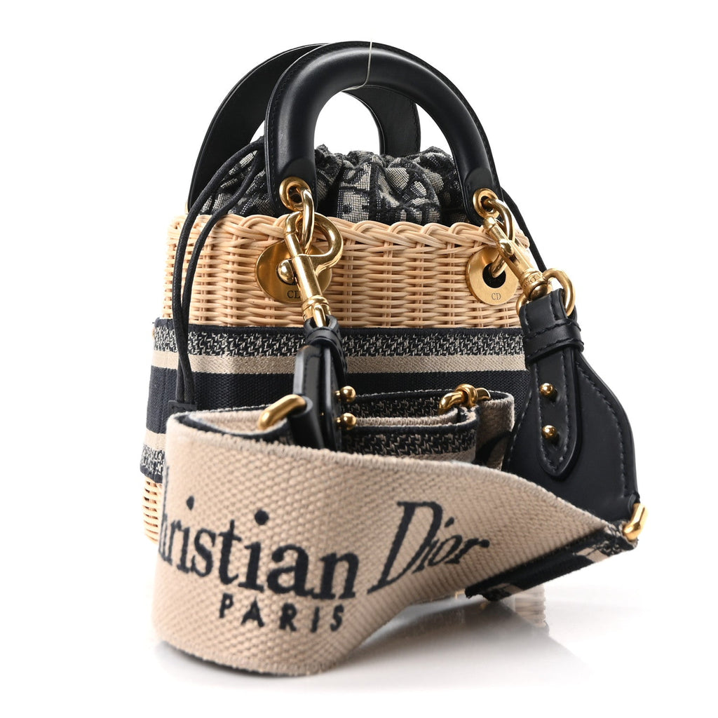 Wicker Oblique Mini Lady Dior Bag Blue wholesalehk.shop