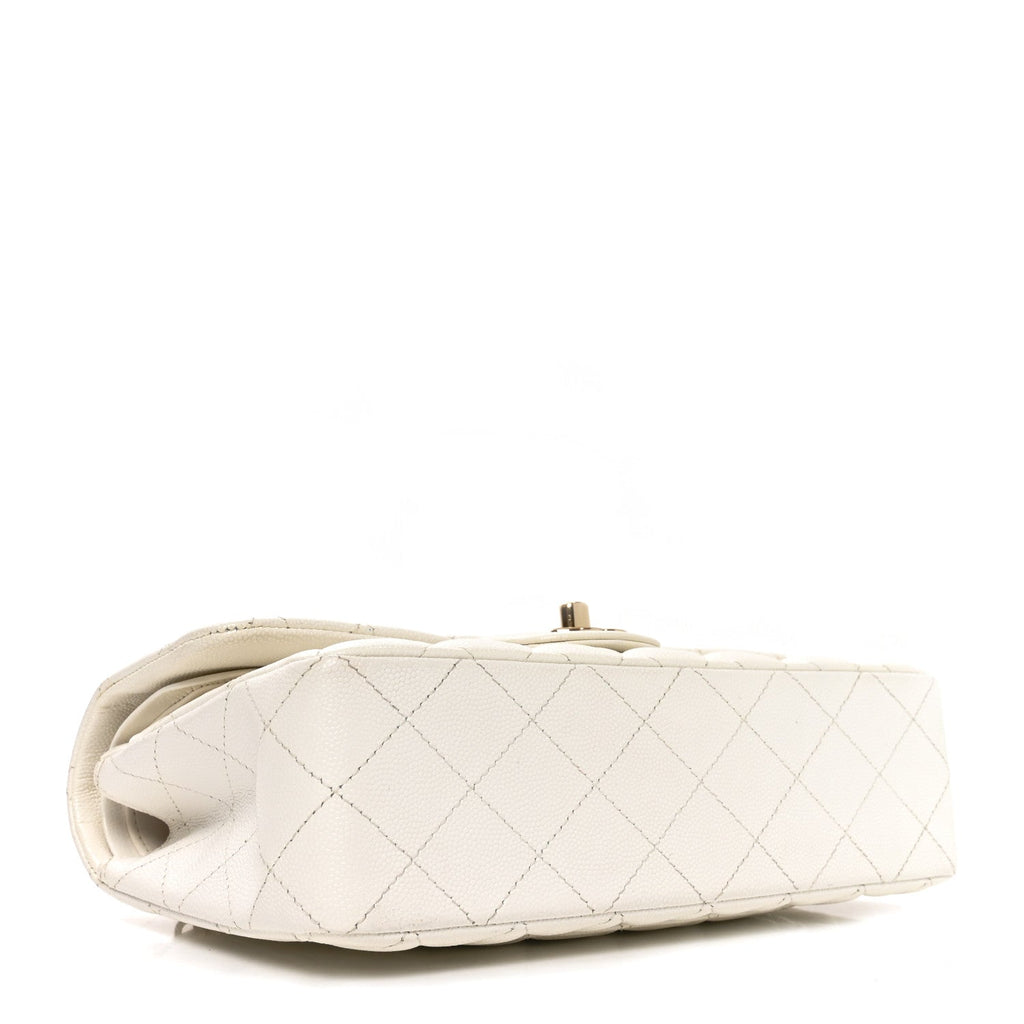 Caviar Quilted Small Double Flap White wholesalehk.shop