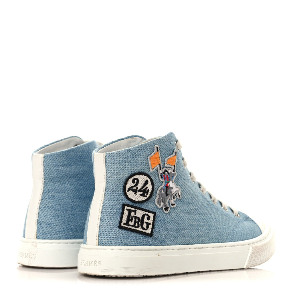 Denim Illico High Top Sneakers 35 Bleu Clair White wholesalehk.shop
