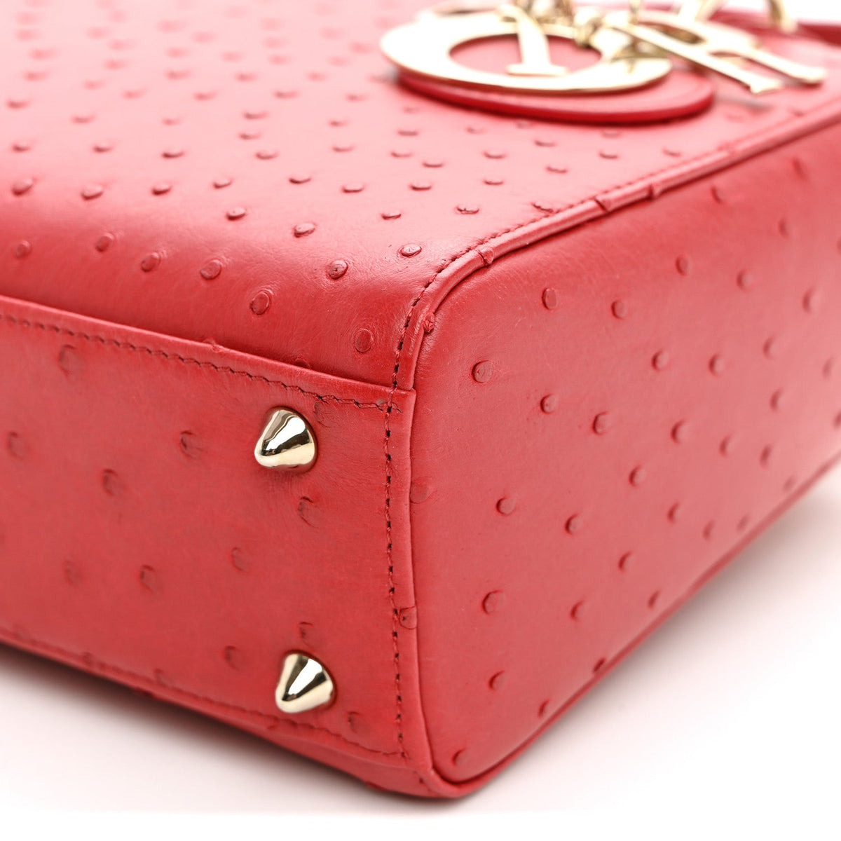 Ostrich Small Lady Dior Red wholesalehk.shop