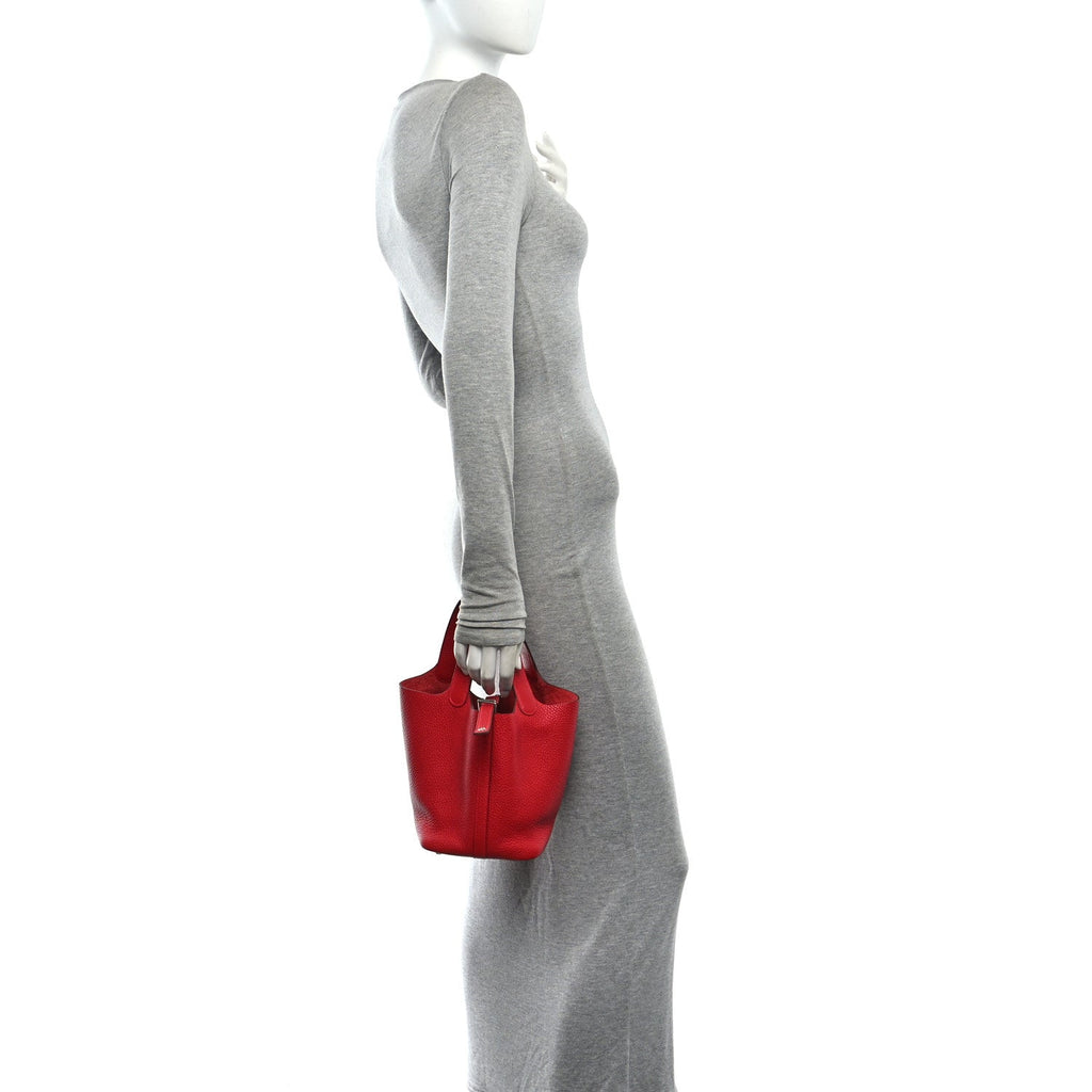 Taurillon Clemence Picotin Lock 18 PM Rouge Casaque £¨ Direct shipment via from wholesalehk.shop