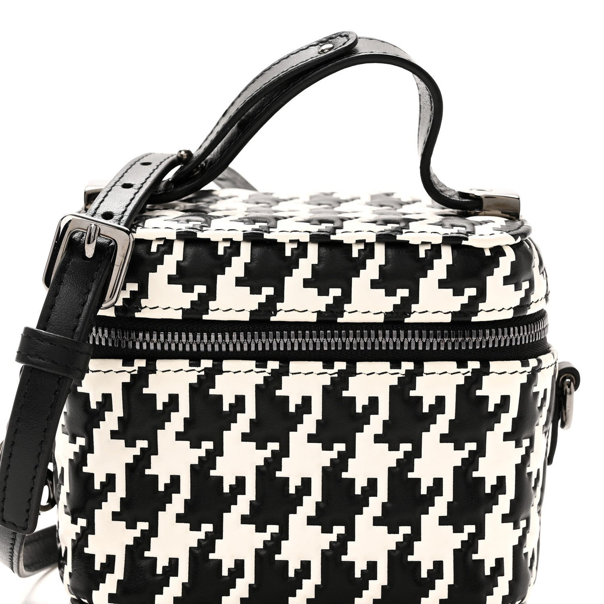 Calfskin Macro Houndstooth Embossed Micro Lady Dior Vanity Case Black White wholesalehk.shop