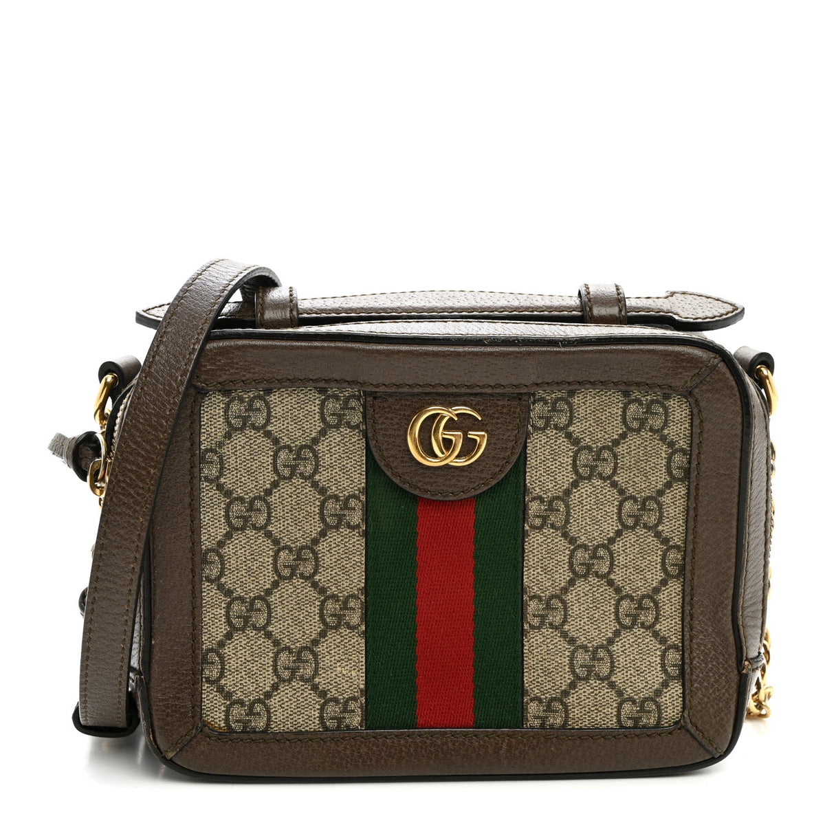 GG Supreme Monogram Mini Ophidia Top Handle Shoulder Bag Brown wholesalehk.shop