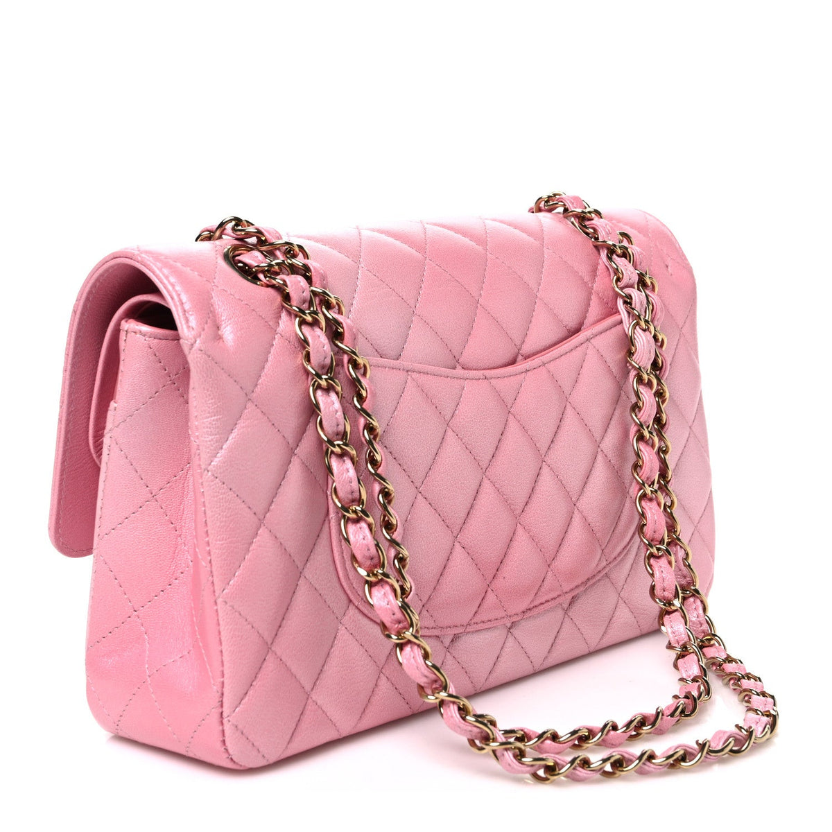 Iridescent Caviar Quilted Medium Double Flap Rose Pink wholesalehk.shop
