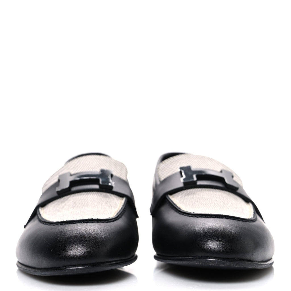 Toile De Coton Calfskin Womens Paris Loafers 37 Black Prunoir wholesalehk.shop