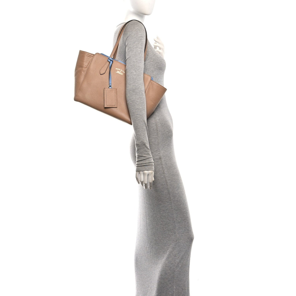 Dollar Calfskin Small Swing Tote Camelia Mineral Blue wholesalehk.shop