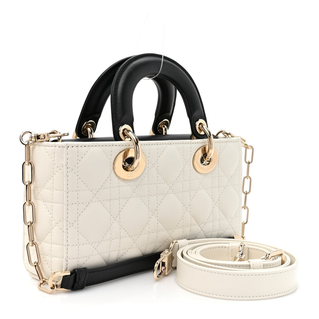 Lambskin Cannage Small Lady D-Joy Latte Black wholesalehk.shop