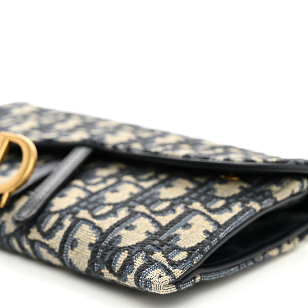 Oblique Saddle Chain Long Wallet Blue wholesalehk.shop
