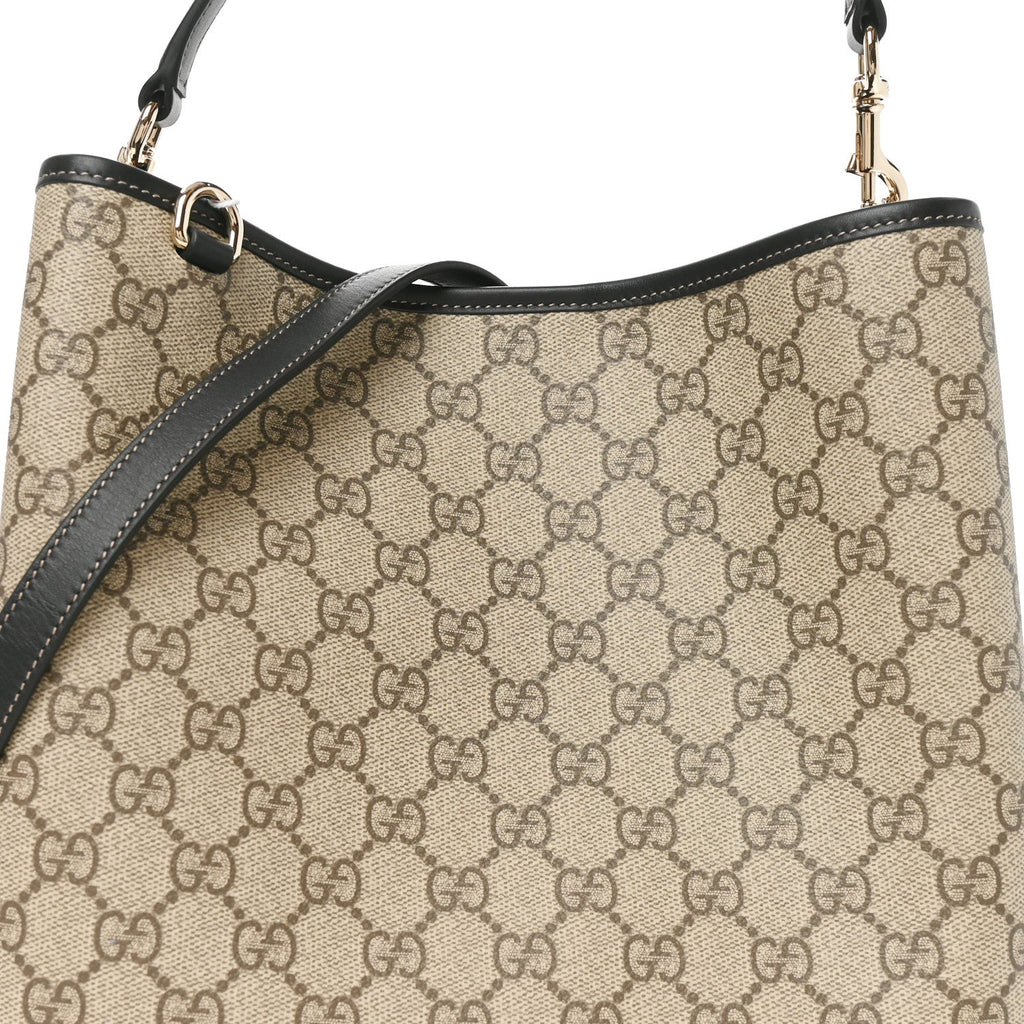 GG Supreme Monogram Medium Emblem Bucket Bag Beige Dark Brown Black wholesalehk.shop