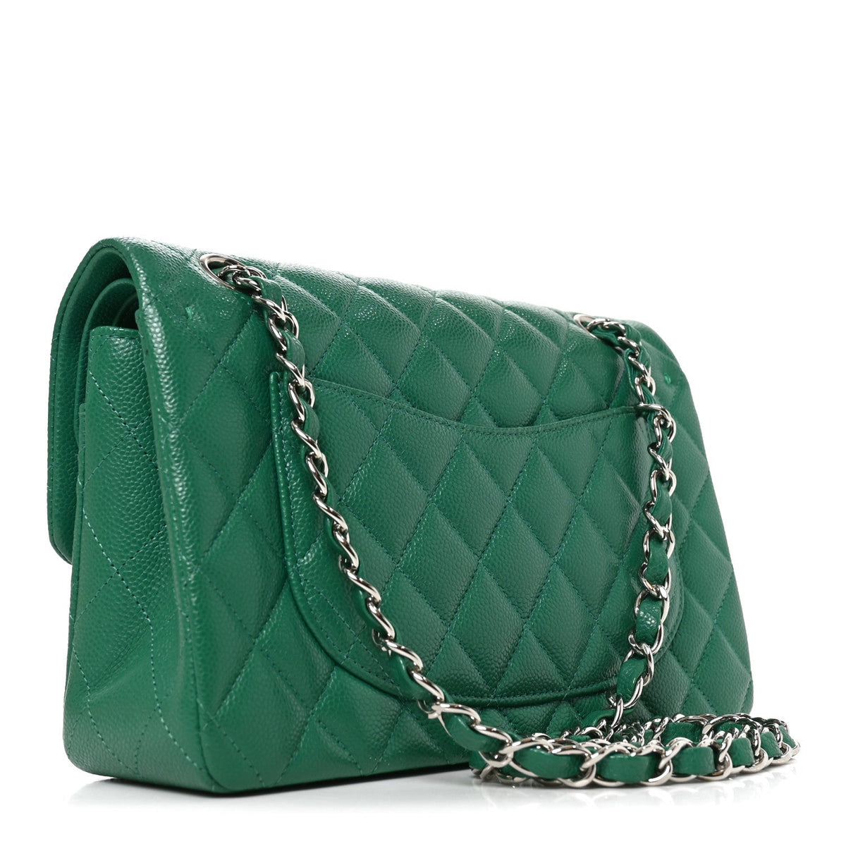 Caviar Quilted Small Double Flap Green wholesalehk.shop