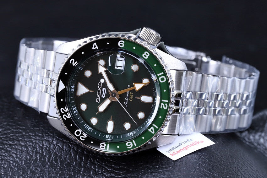 Seiko 5 Sports SKX GMT Automatic Green Dial Silver Steel Strap Watch For Men - SSK035K1 wholesalehk.shop