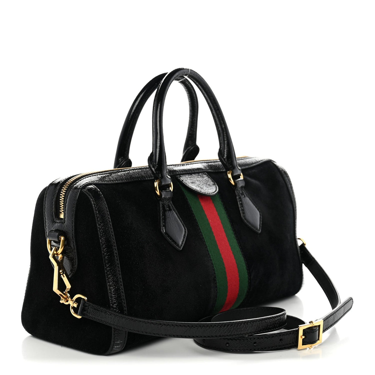 Suede Patent GG Web Medium Ophidia Boston Black wholesalehk.shop