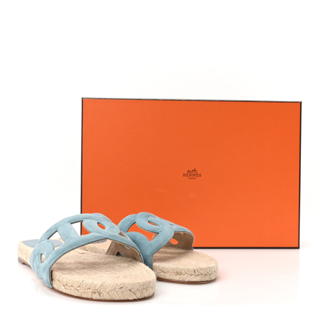 Suede Goatskin Famosa Espadrille Sandals 37 Bleu Citadin wholesalehk.shop