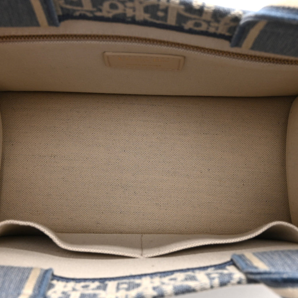 Oblique Chambray Calfskin Small Book Tote With Strap Blue Latte £¨ Direct shipment via from wholesalehk.shop