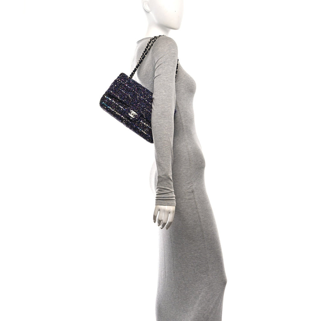 Tweed Quilted Medium Double Flap Blue Purple Khaki Pink wholesalehk.shop